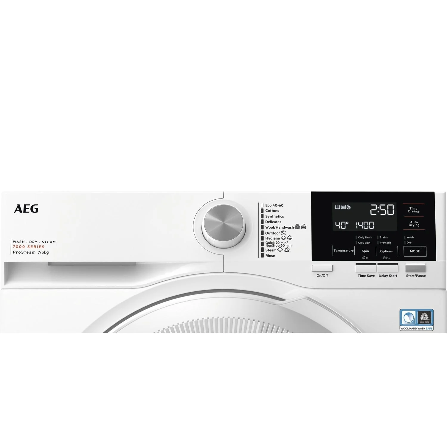 AEG LWR7175M2B Series 7000 ProSteam 1400 Spin 7+5 kg Washer Dryer White - Image 2