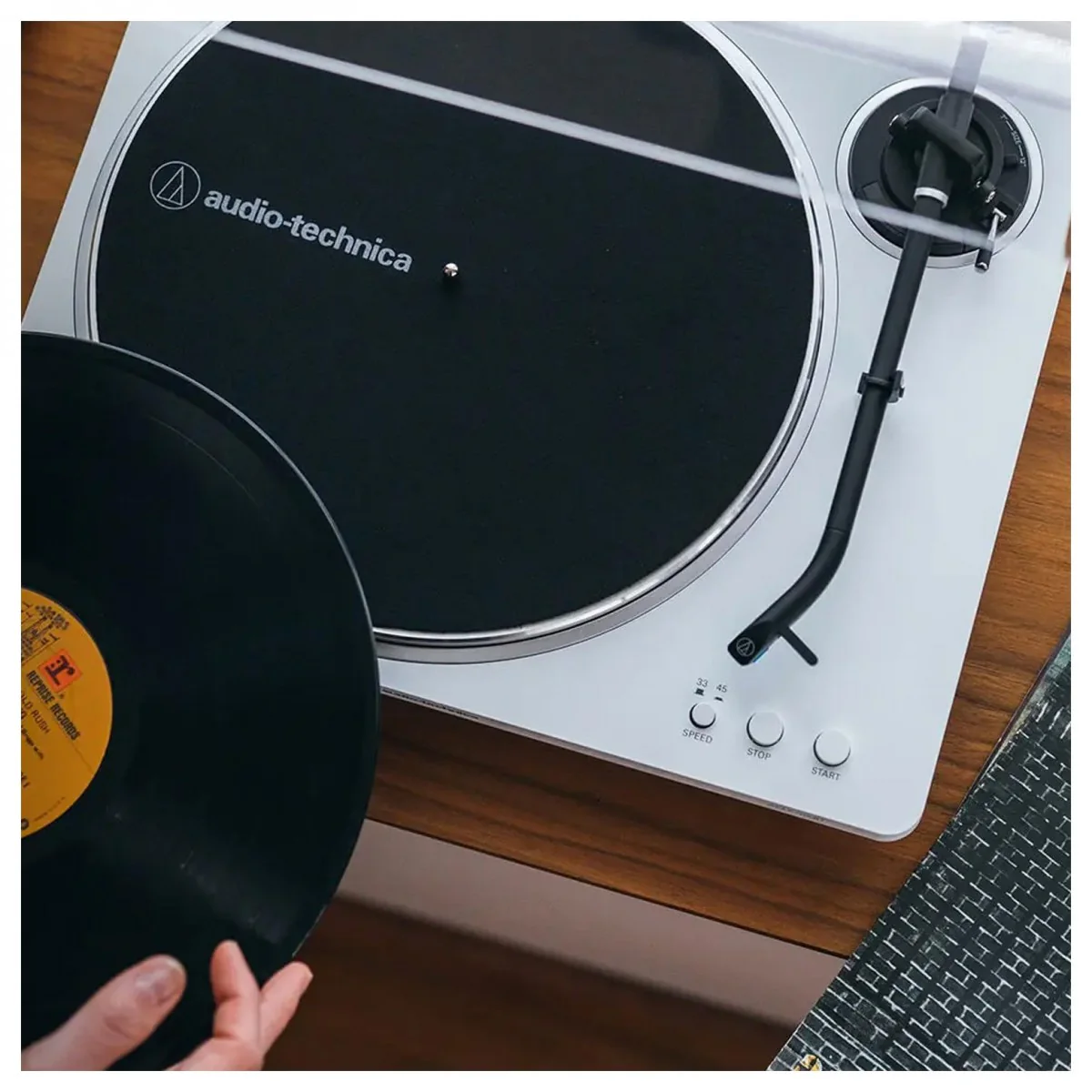 Audio Technica AT-LP70XBT Fully Automatic Bluetooth Wireless Belt Drive Turntable White Silver - Image 6
