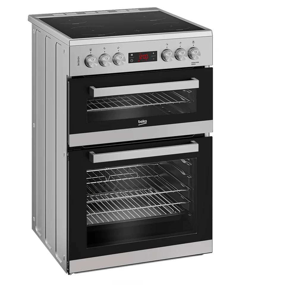 Beko EDC634S 60cm Double Oven Electric Cooker with Ceramic Hob - Silver - Image 2