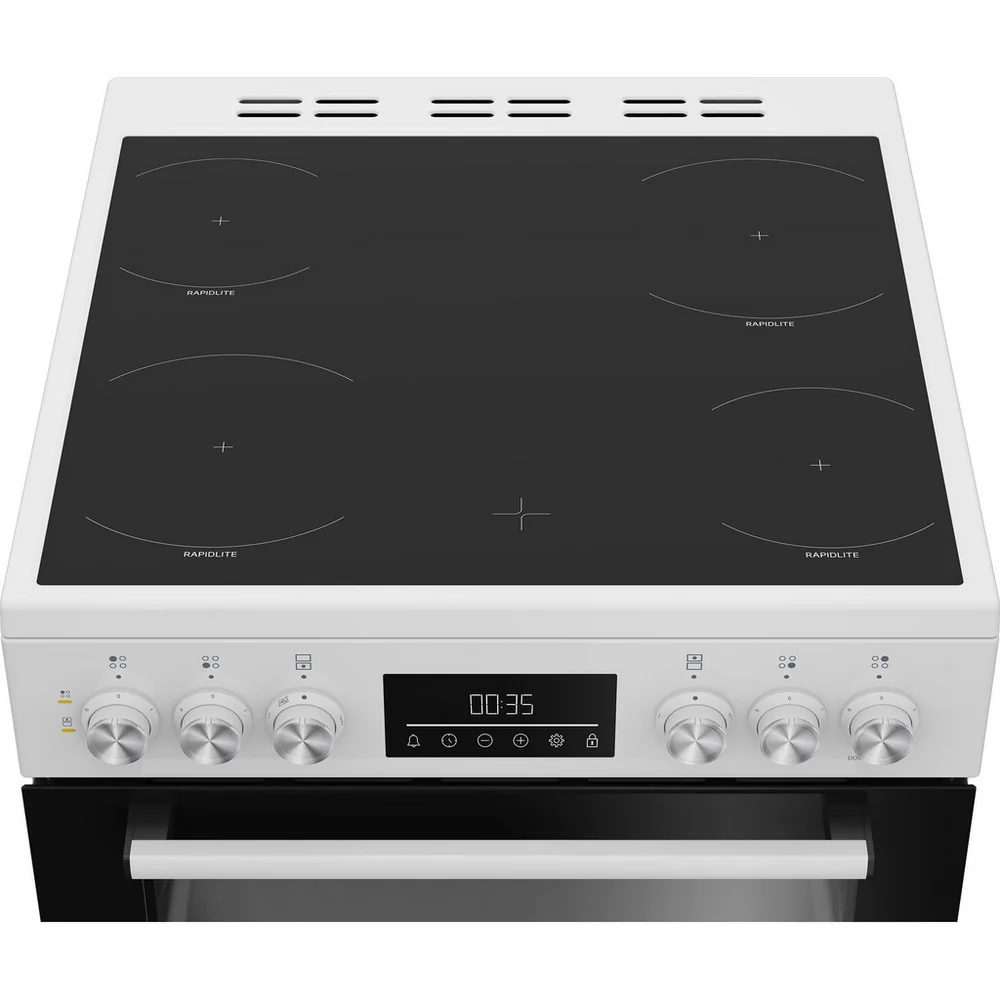Beko EDC6731W 60cm Double Oven Electric Cooker with Vitroceramic Hob White - Image 2