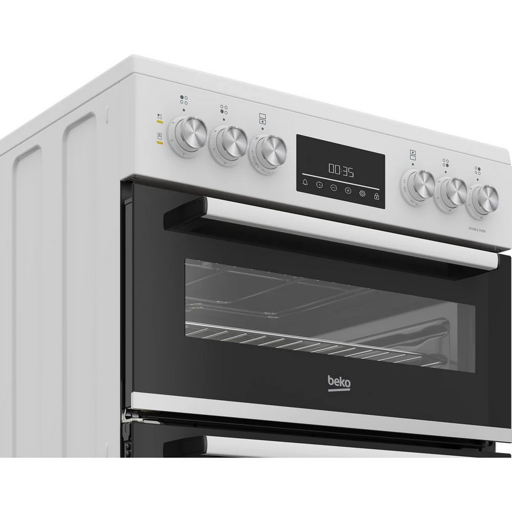 Beko EDC6731W 60cm Double Oven Electric Cooker with Vitroceramic Hob White - Image 4