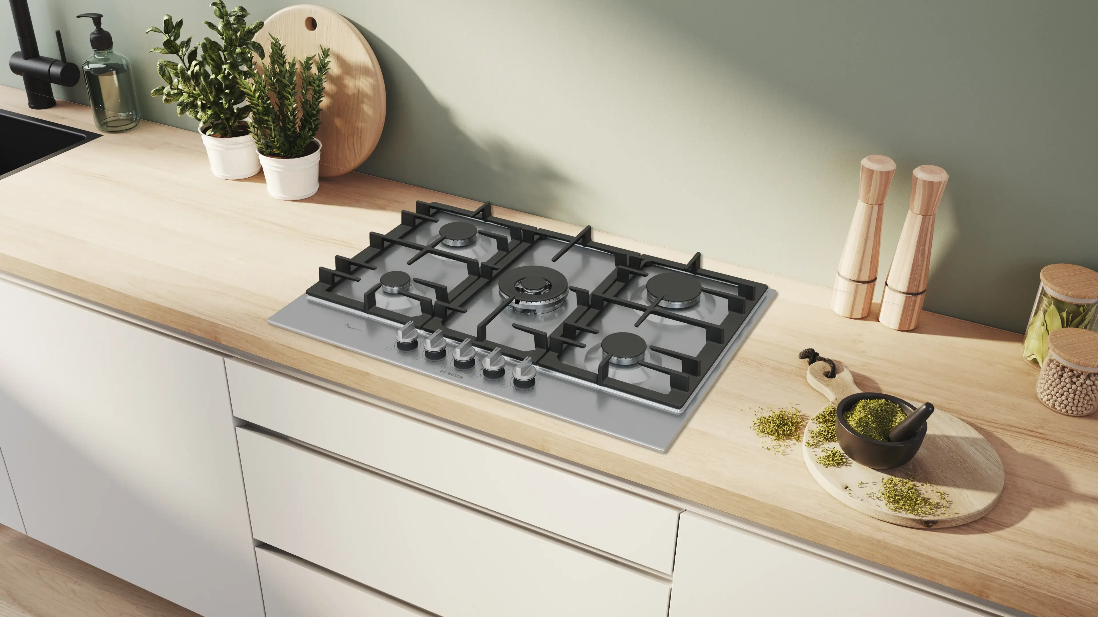 Bosch Series 6 PCQ7A5I90 75cm Gas Hob Stainless Steel - Image 4