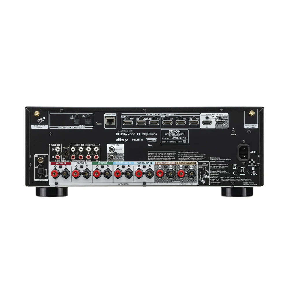 Denon AVRS970H 8K 7.2 Ch Dolby Atmos AV Receiver Black with Wharfedale Diamond 12.1i HCP 5.1 Speaker Package Walnut - Image 6