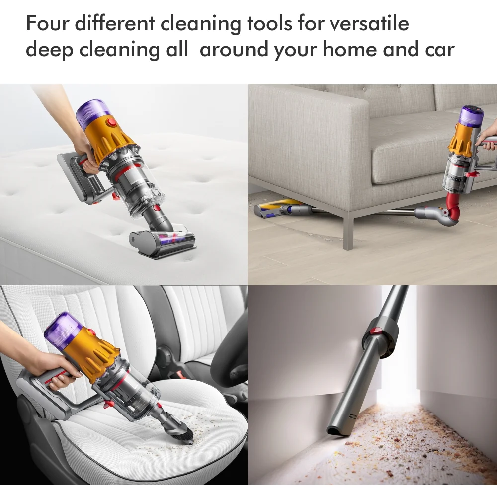 Dyson V12 Detect Slim Absolute Cordless Vacuum Cleaner with Furniture Cleaning Kit - Yellow Nickel - Image 9