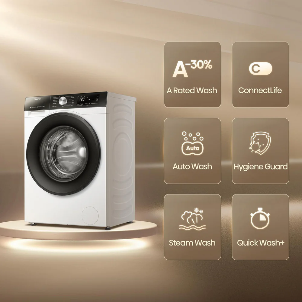 Hisense 3S Series WF3S9043BW3 9kg 1400 Spin WiFi-enabled Freestanding Washing Machine White - Image 2