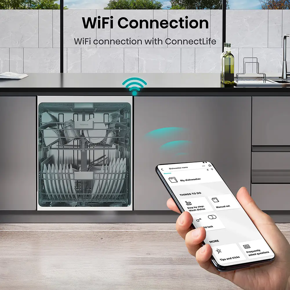 Hisense HV673C60UK WiFi Connected Fully Integrated Full Size Dishwasher - 16 Place Settings - Image 7