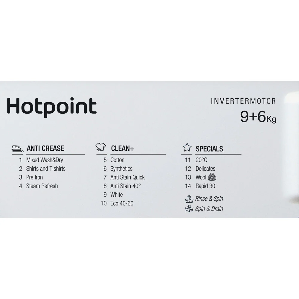 Hotpoint BIWDHG861485 Integrated Washer Dryer With 1400 Spin White - Image 6