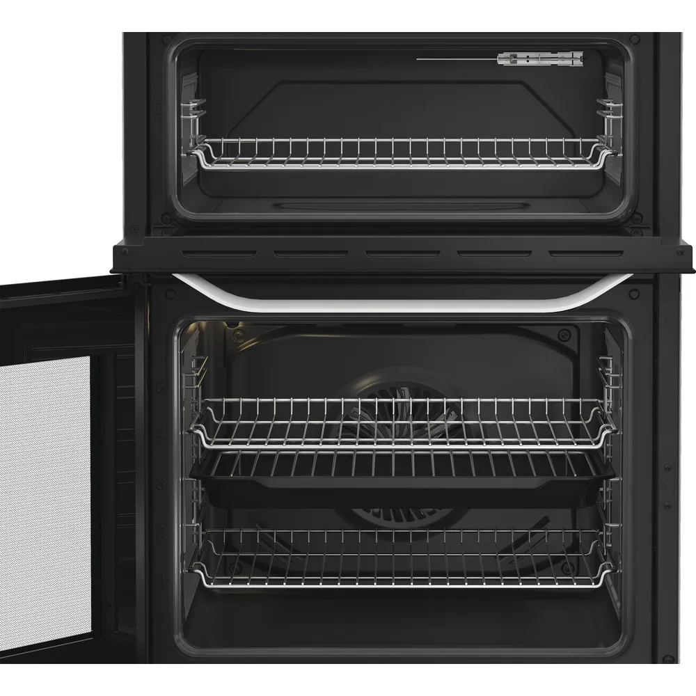 Hotpoint HDD6GDC2W 60cm Dual Fuel Double Cooker with Glass Lid White - Image 4