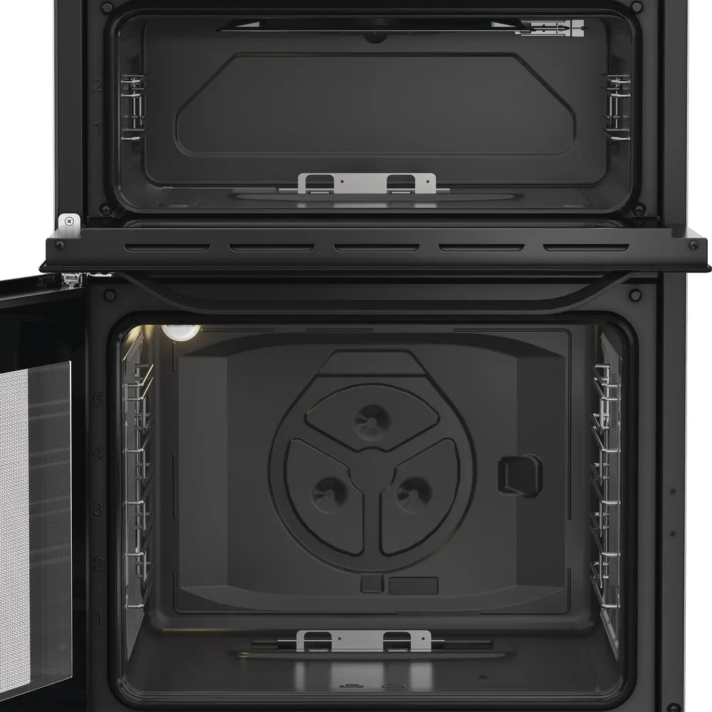 Hotpoint HDG6GDCB1 60cm Gas Double Cooker with Glass Lid Black - Image 2