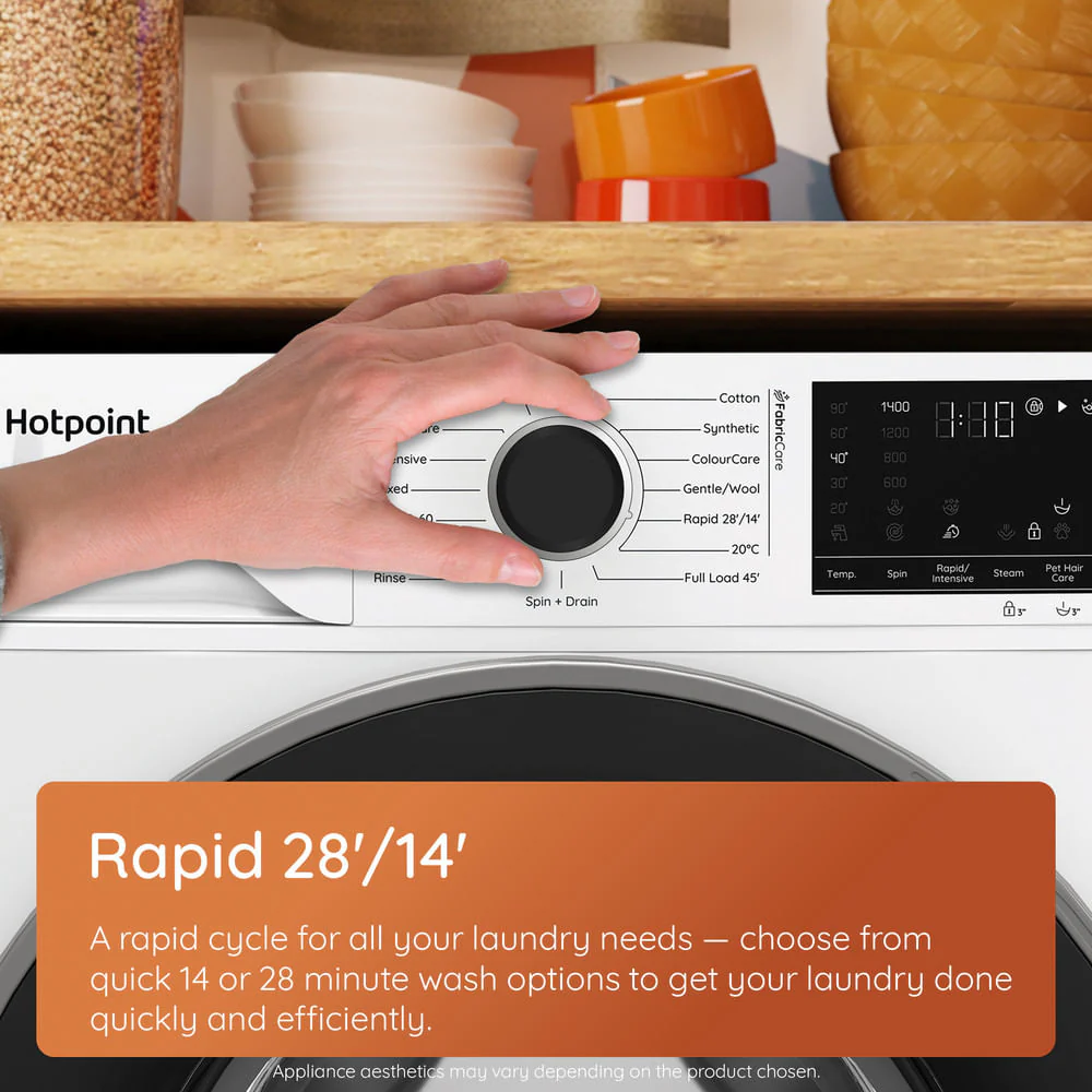Hotpoint HP 105A CARE UK Fabric Care Pro Freestanding 10kg 1400rpm Washing Machine with HomeWhiz White HP105ACAREUK - Image 11