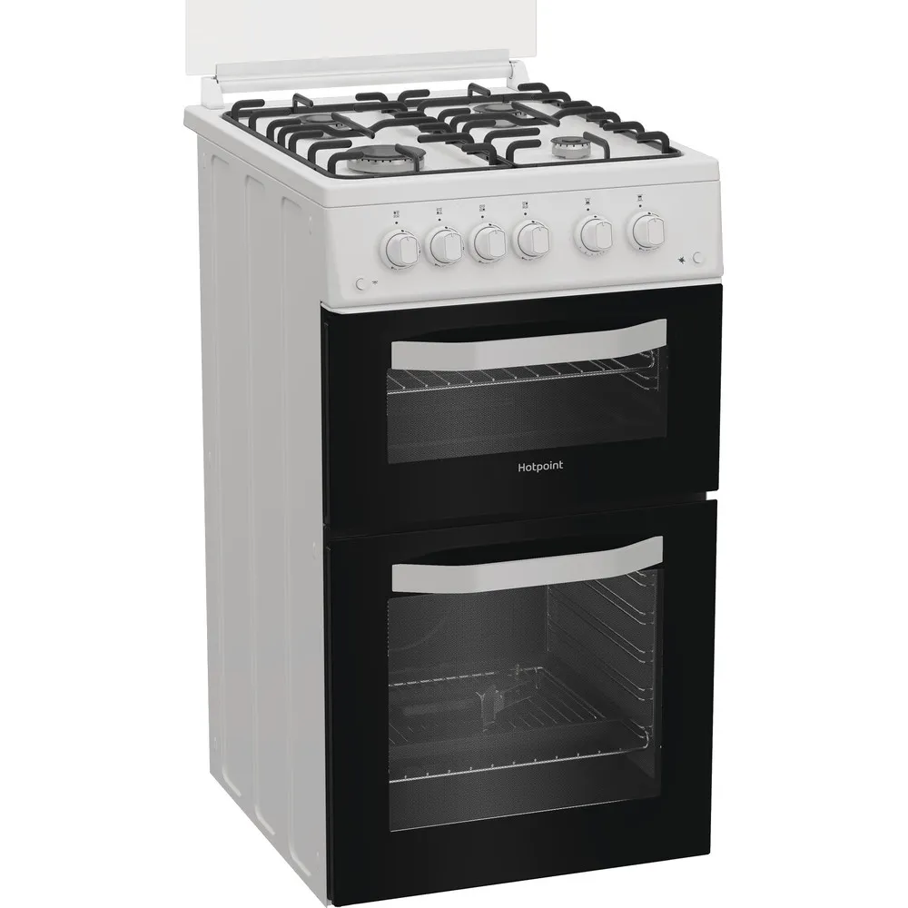 Hotpoint HTG5GCWL 50cm Gas Twin Cooker with Glass Lid White - Image 3