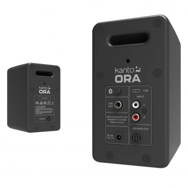 Kanto ORA 100W Powered Reference Desktop Speakers with Bluetooth & SE2 Speaker Stands Package Black - Image 8
