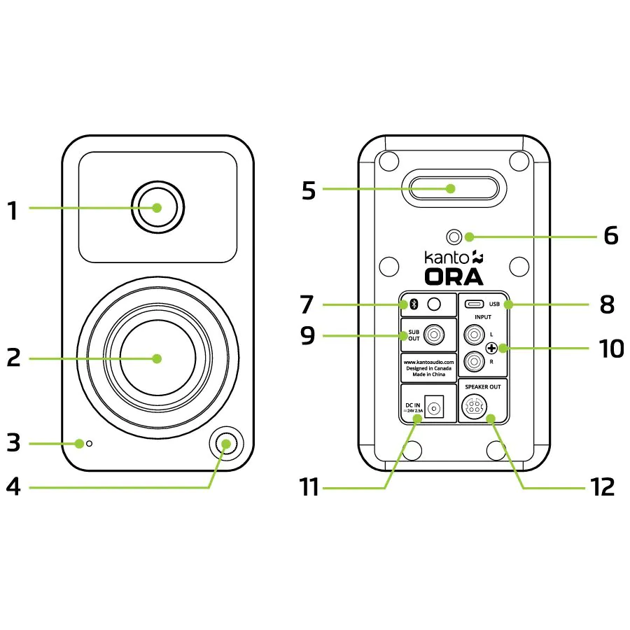 Kanto Ora Powered Reference Desktop Speakers With Bluetooth Matte White - Image 5