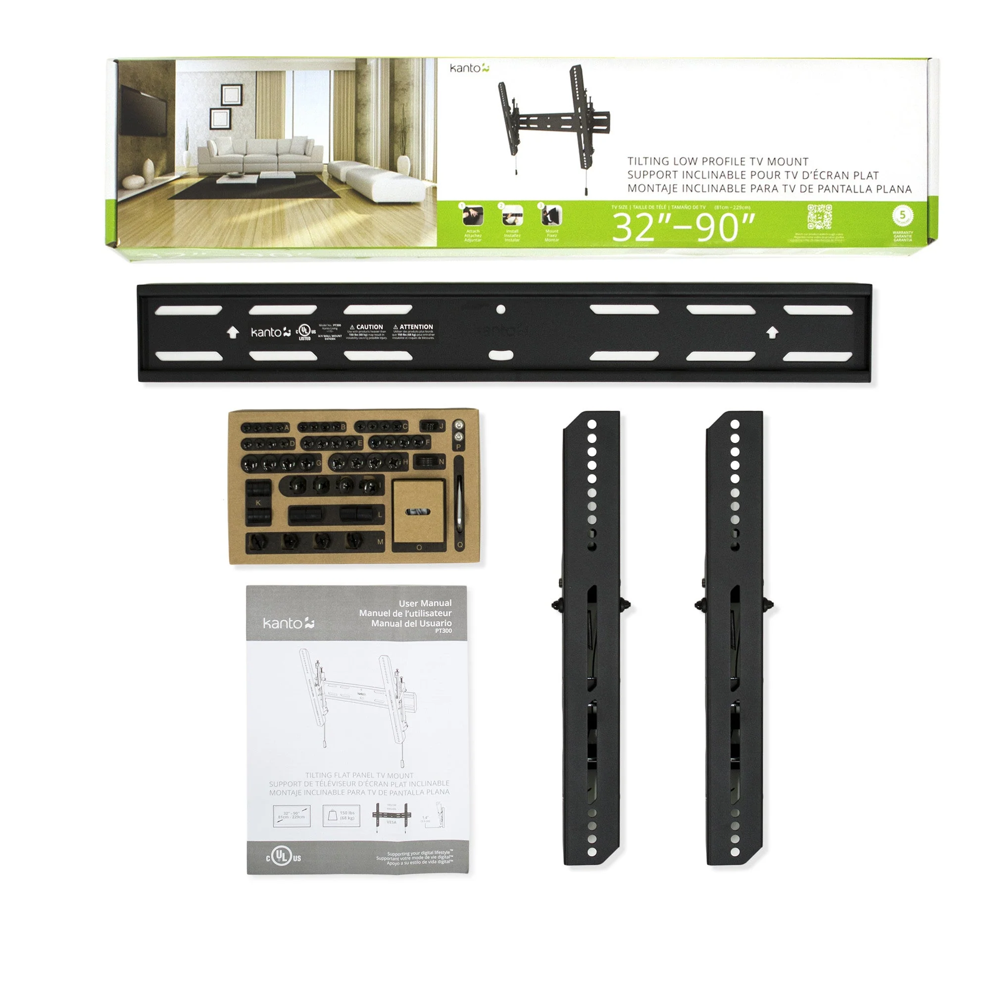 Kanto PT300 Tilting TV Mount for 32 to 90 inch TVs Black - Image 4