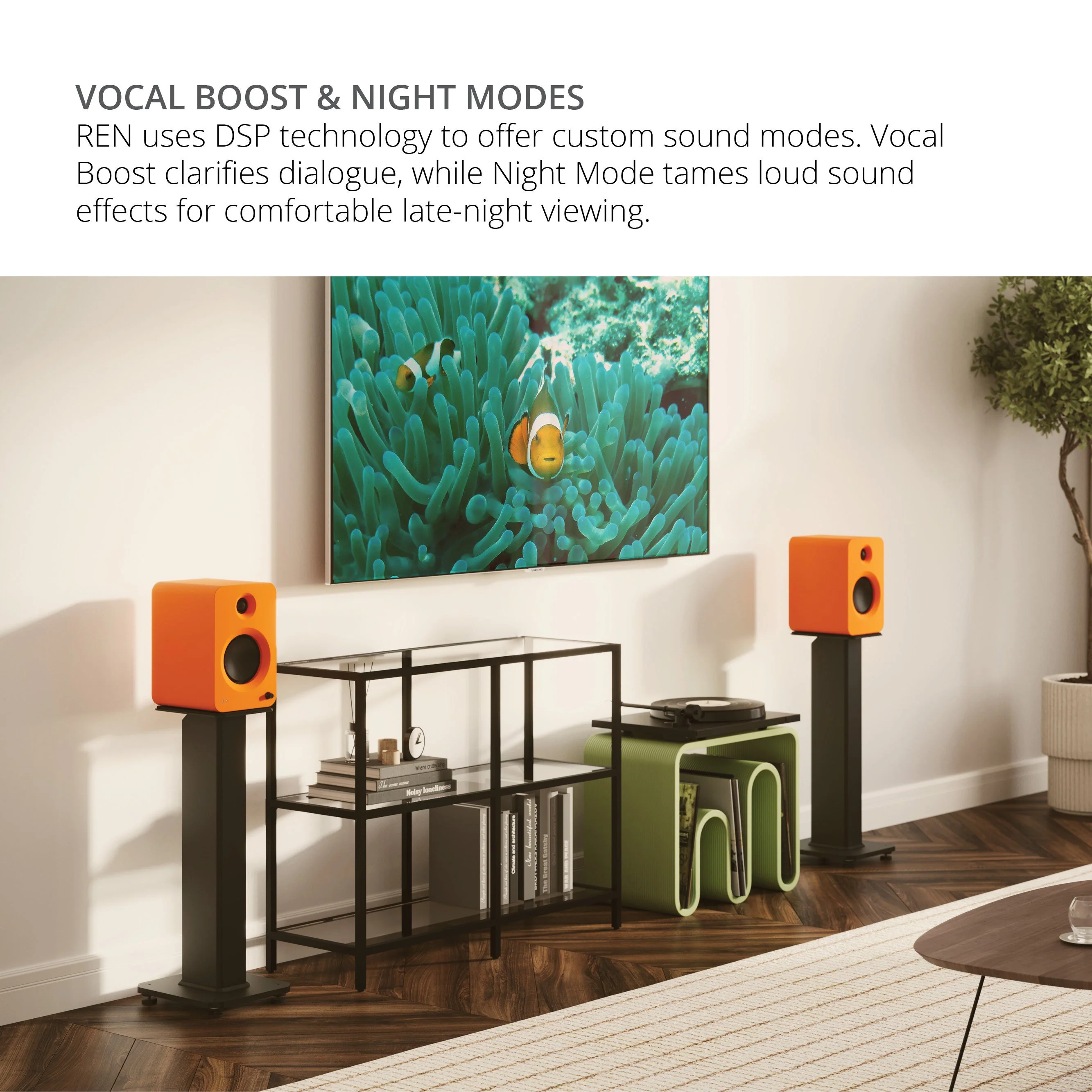 Kanto REN 200W Powered Bookshelf Speakers Pair with HDMI ARC USB-C and Bluetooth 5.3 - Matte Black - Image 8