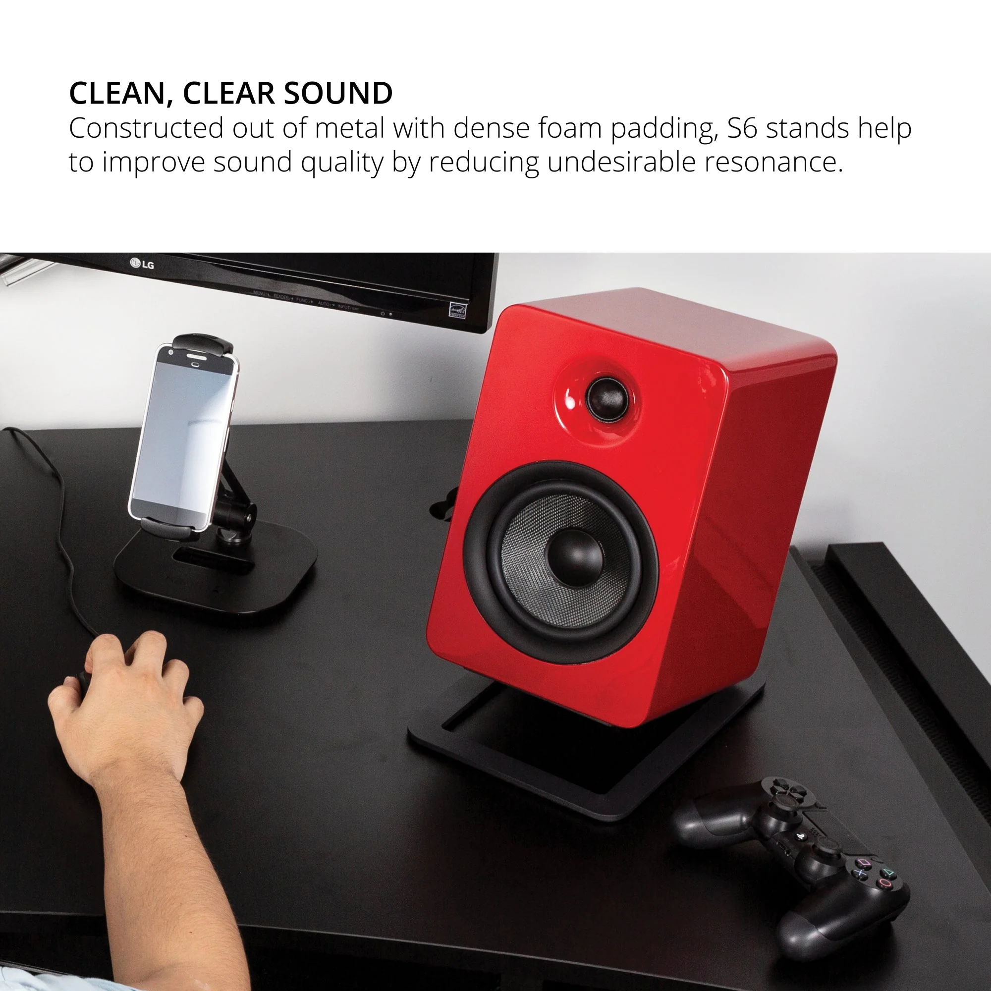 Kanto S6 Large Desktop Speaker Stands Black - Image 7