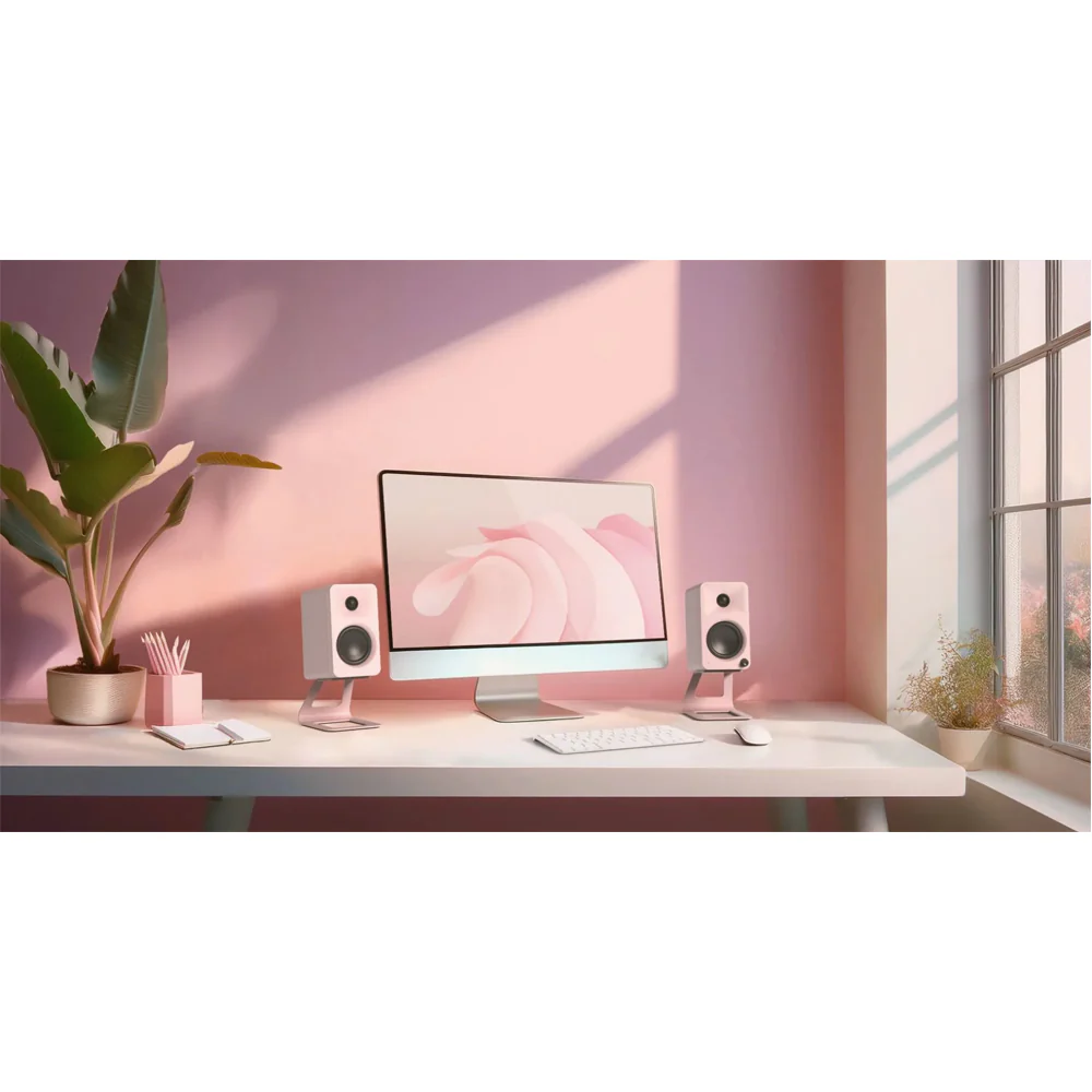 Kanto SE2 Small Elevated Desktop Speaker Stands Pink - Image 11