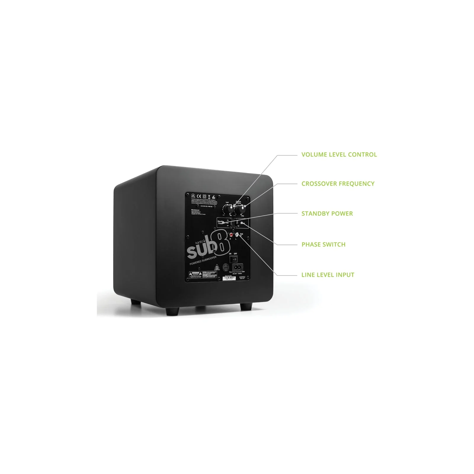 Kanto SUB8 Vinyl Subwoofer Matte Black - Image 8