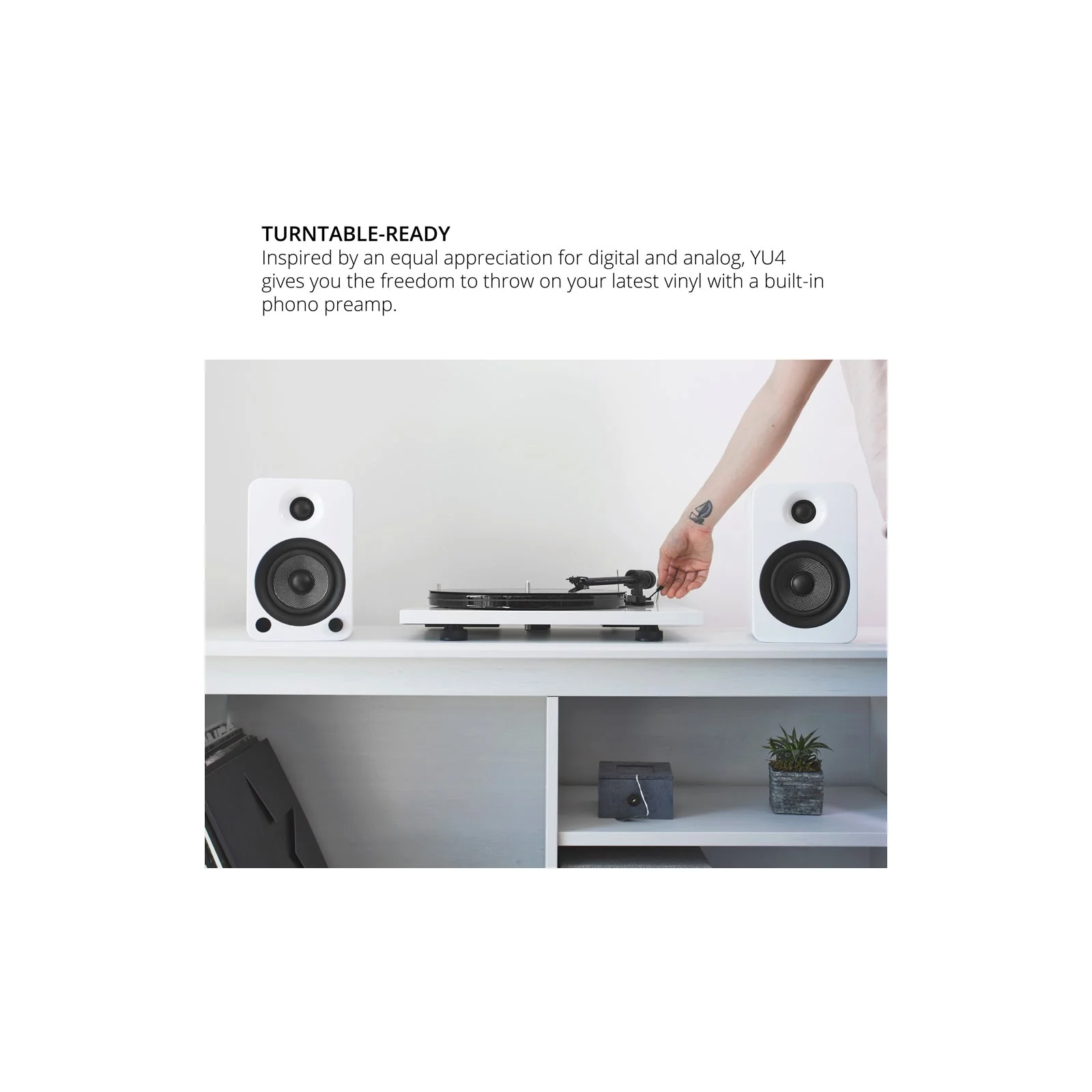 Kanto YU4 Powered Bookshelf Speakers With Bluetooth Matte White - Image 9