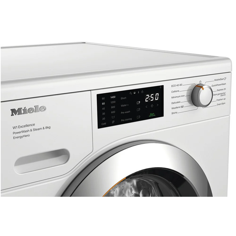 Miele WEE385 WCS 8kg 1400 Spin Power Wash & Steam Washing Machine Lotus White - Image 4
