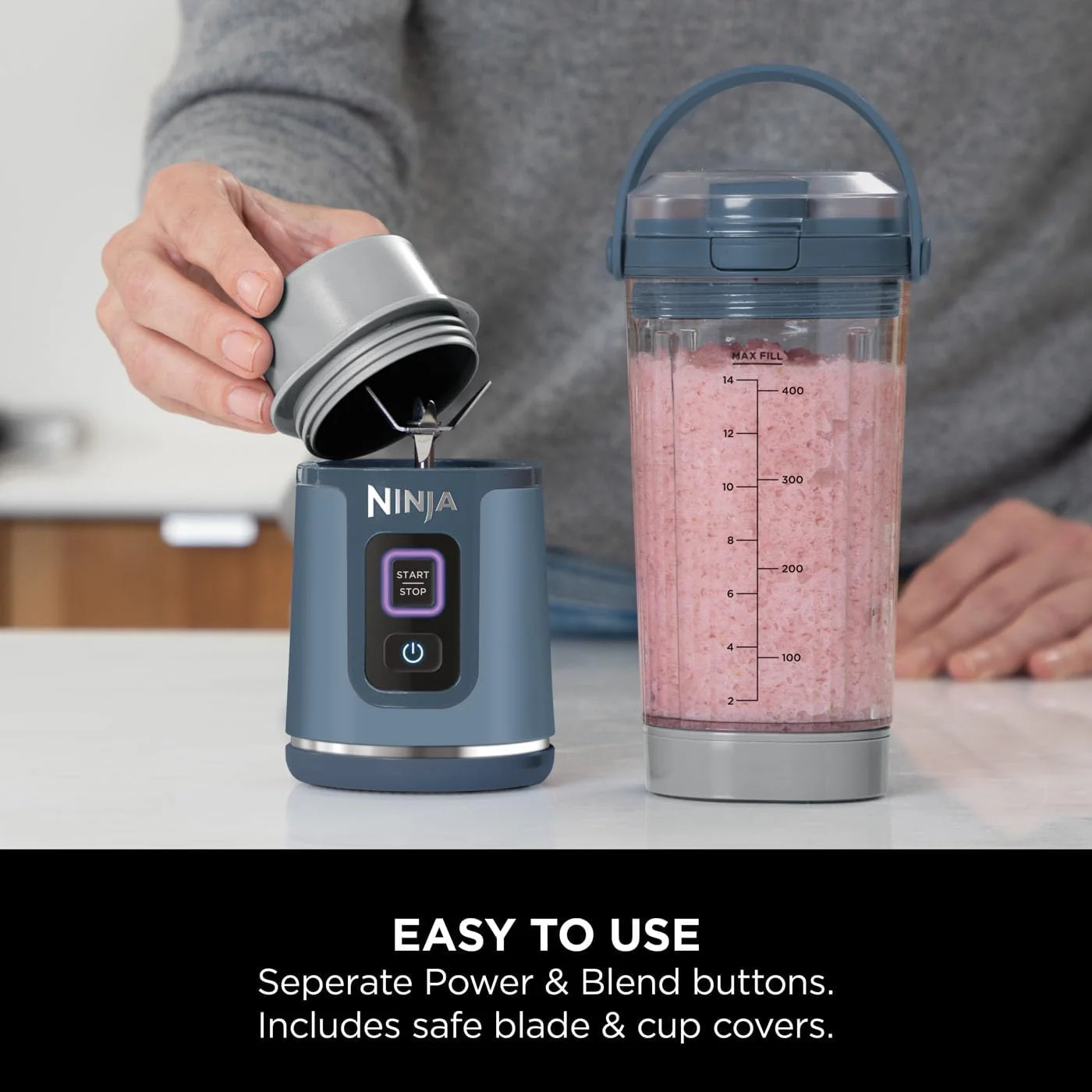 Ninja Blast Cordless Portable Blender Denim Blue BC151UKNV - Image 7