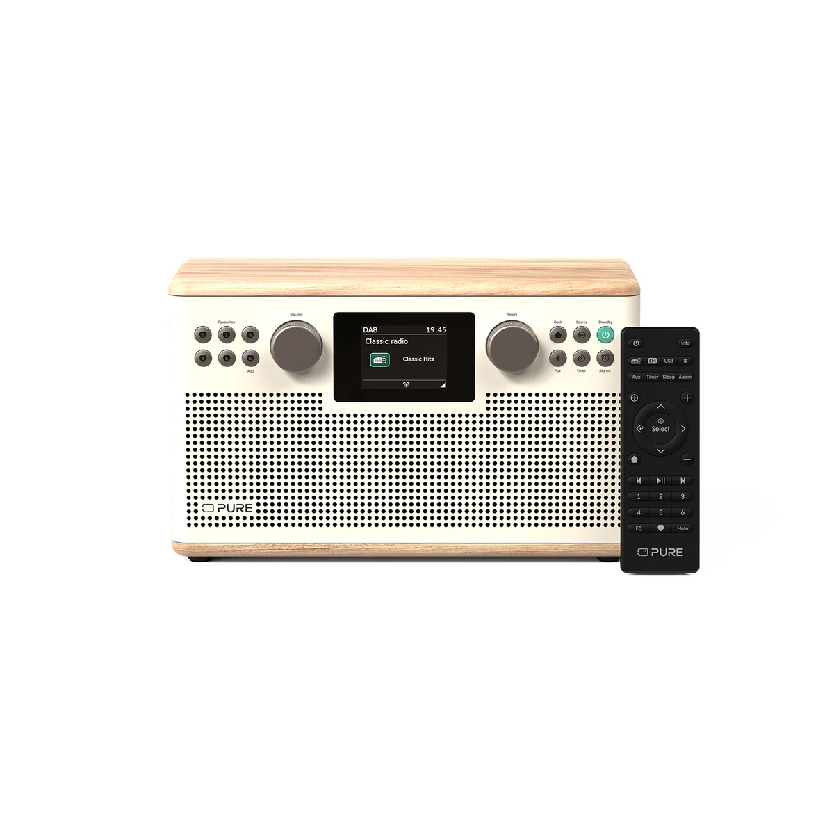 Pure Classic H6 DAB DAB+ FM Stereo Digital Radio with Bluetooth - Cotton White Oak