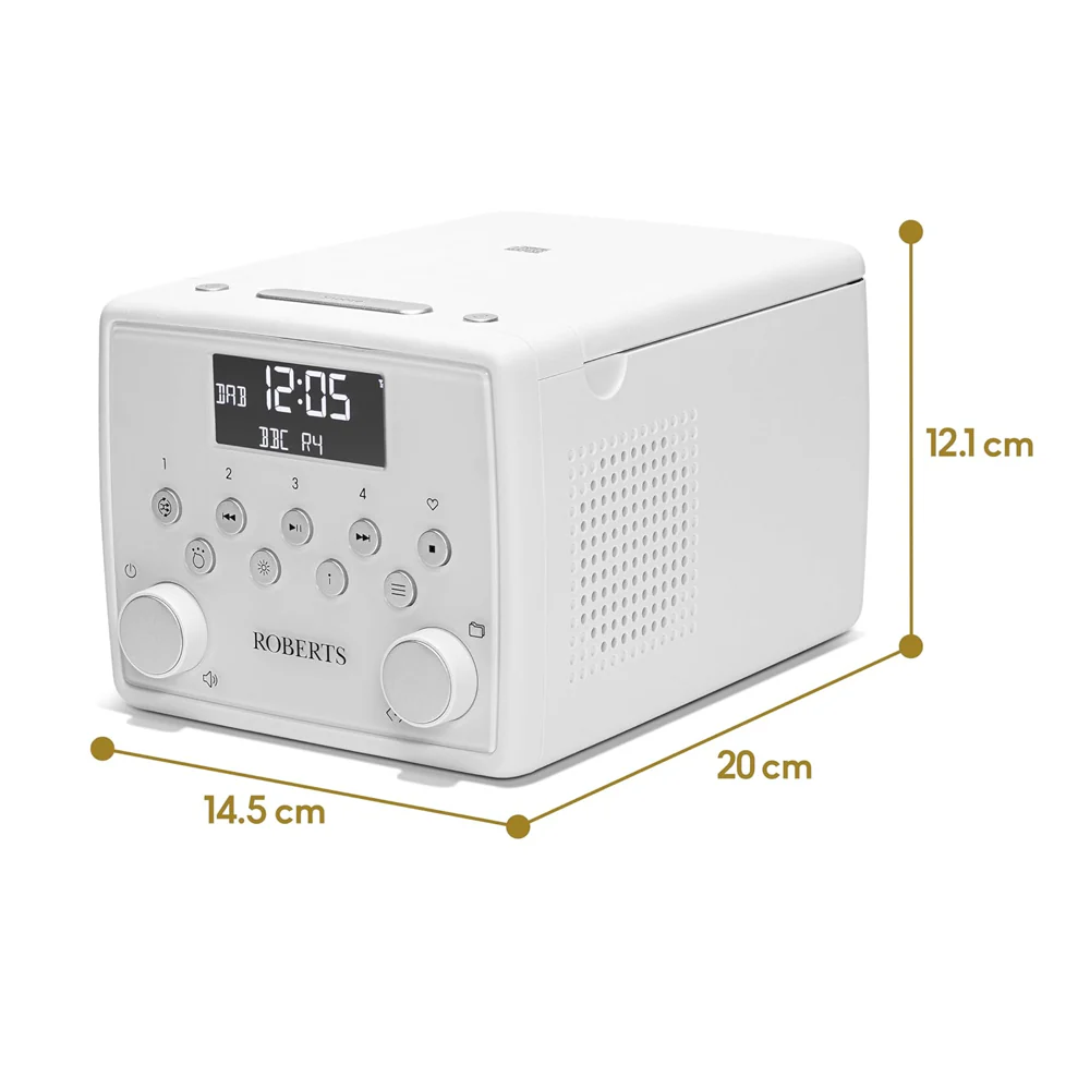 Roberts SOUND 49 FM DAB DAB+ Digital Clock Radio with Bluetooth and CD Player - White - Image 6