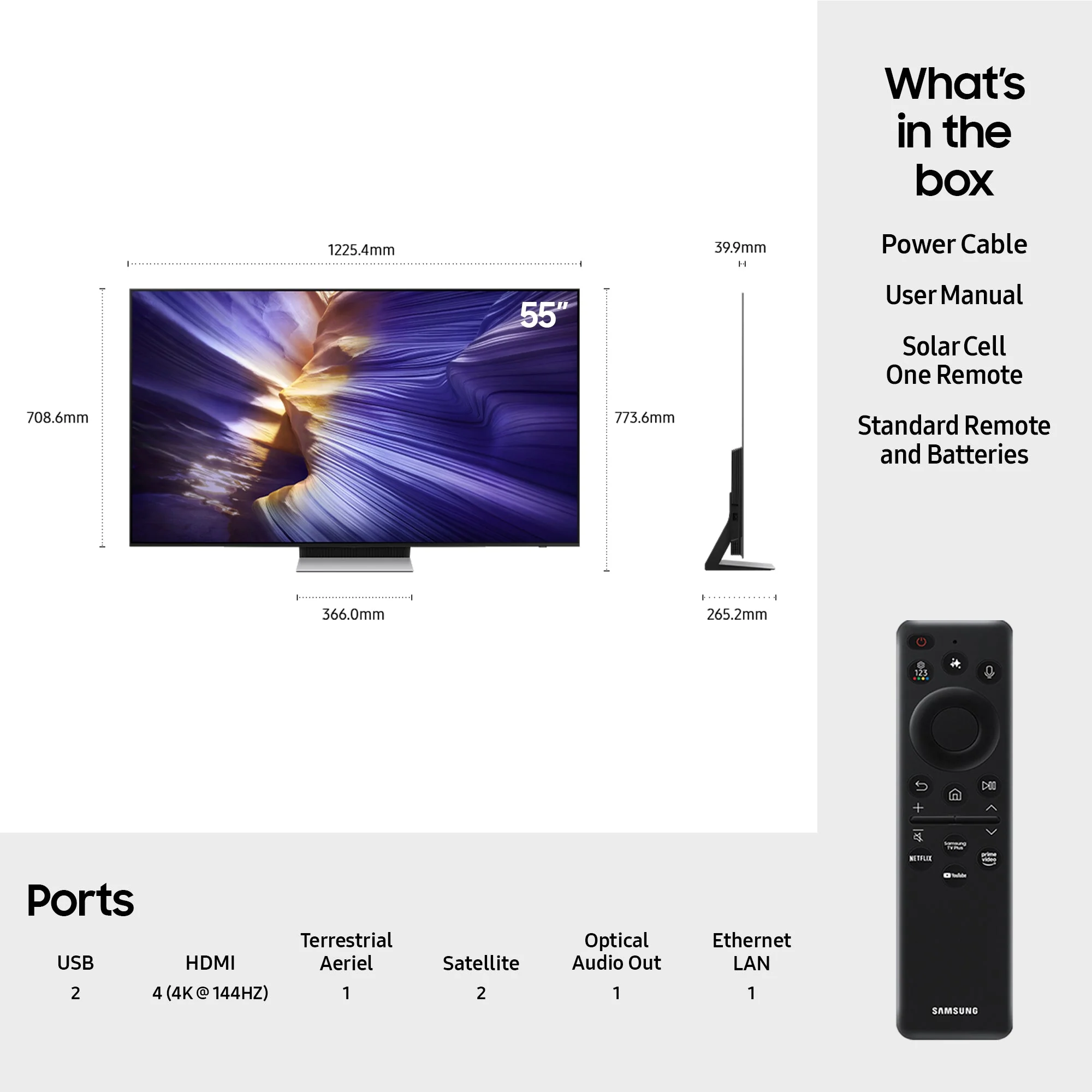 Samsung QE55S90FAEXXU 55 Inch S90F 4K OLED Ultra HD HDR Smart AI TV - Image 4