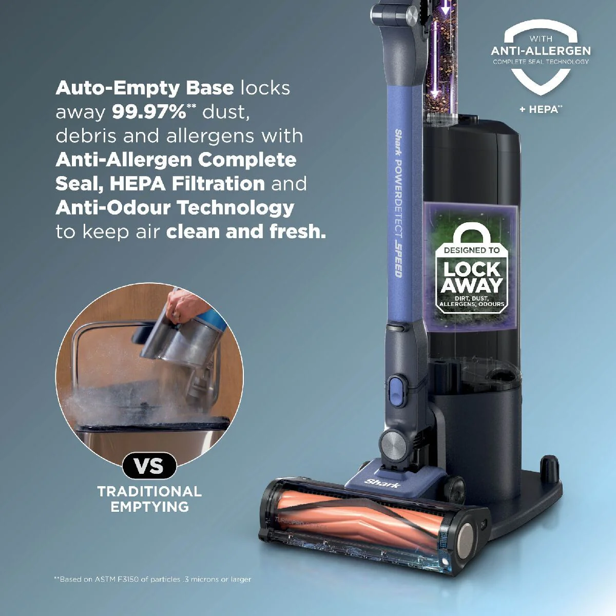 Shark IA3241UKT PowerDetect Speed Clean and Empty Pet Pro Cordless Vacuum Up To 60 Minutes Run Time Ultramarine - Image 6