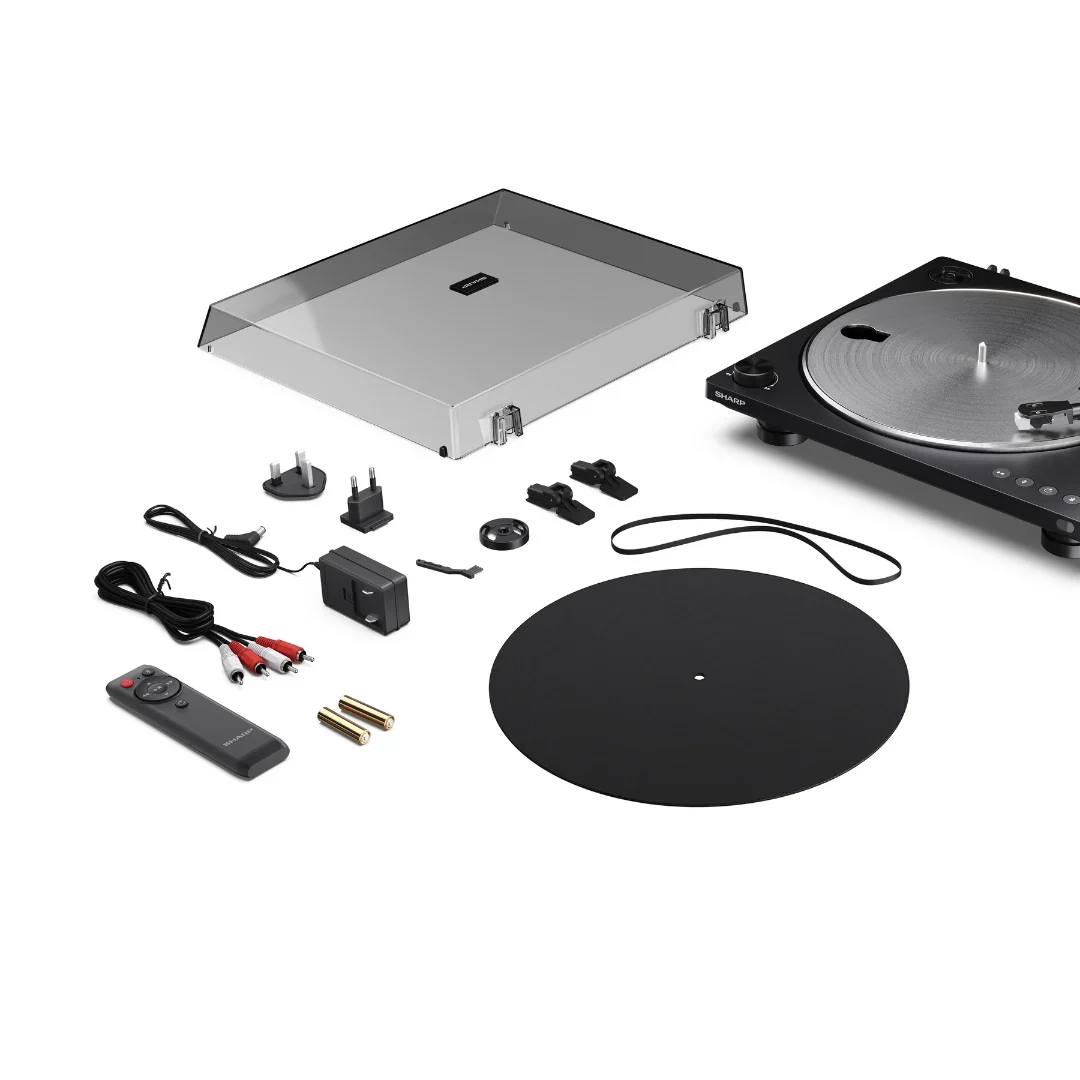 Sharp RP-TT100 Fully Automatic Bluetooth Turntable with CP-SS30 BK Active Bookshelf Speakers Pair - Black - Image 6