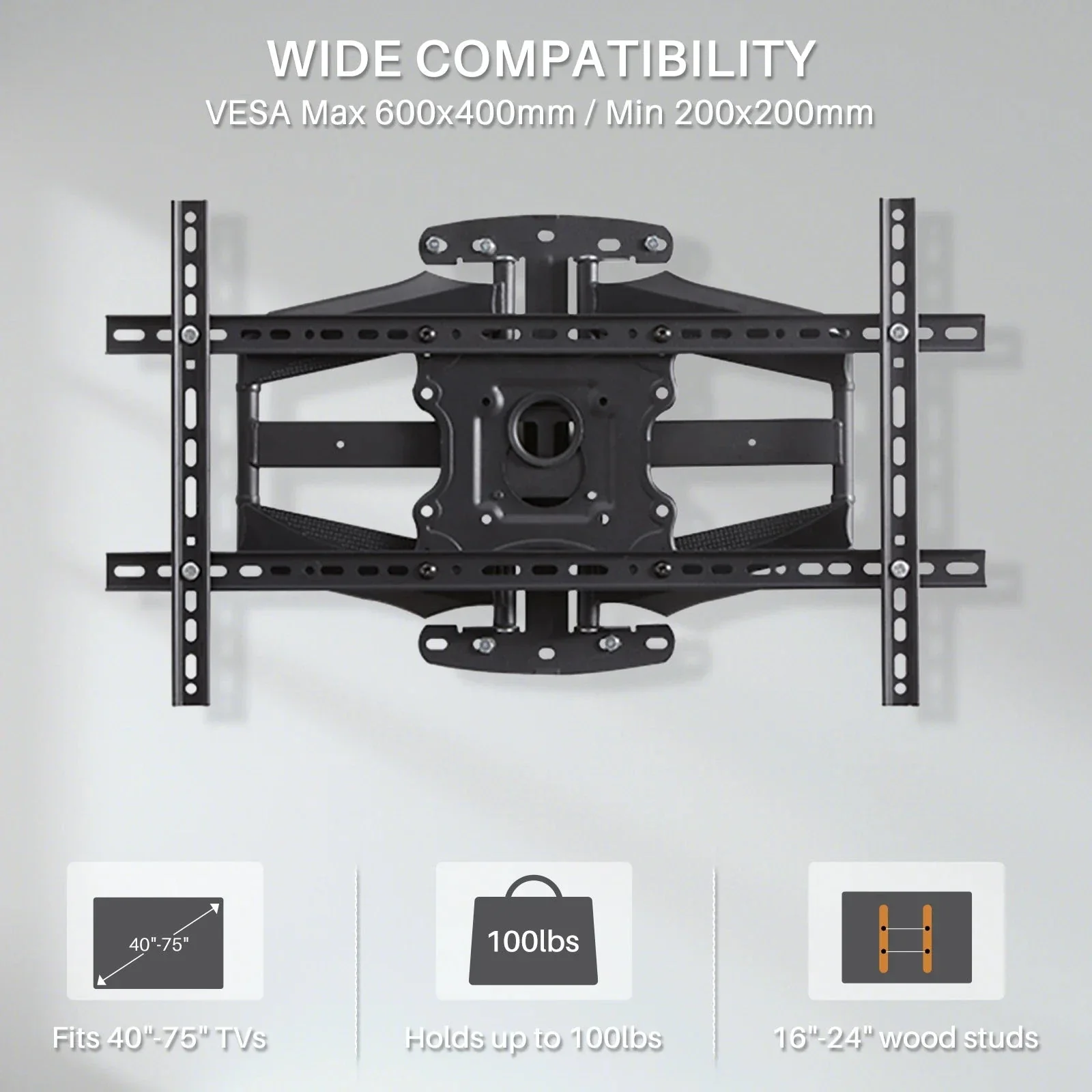 Sylvox S100MCMA0 Outdoor TV Full Motion Wall Mount for 32 to 75 Inch TVs - Image 5