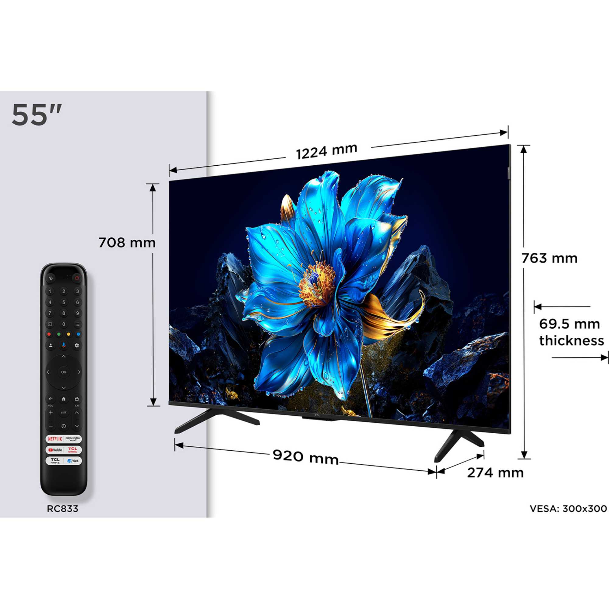 TCL 55P7K-UK 55 Inch P7K 4K QLED Ultra HD HDR Direct LED Smart Google TV - Image 4