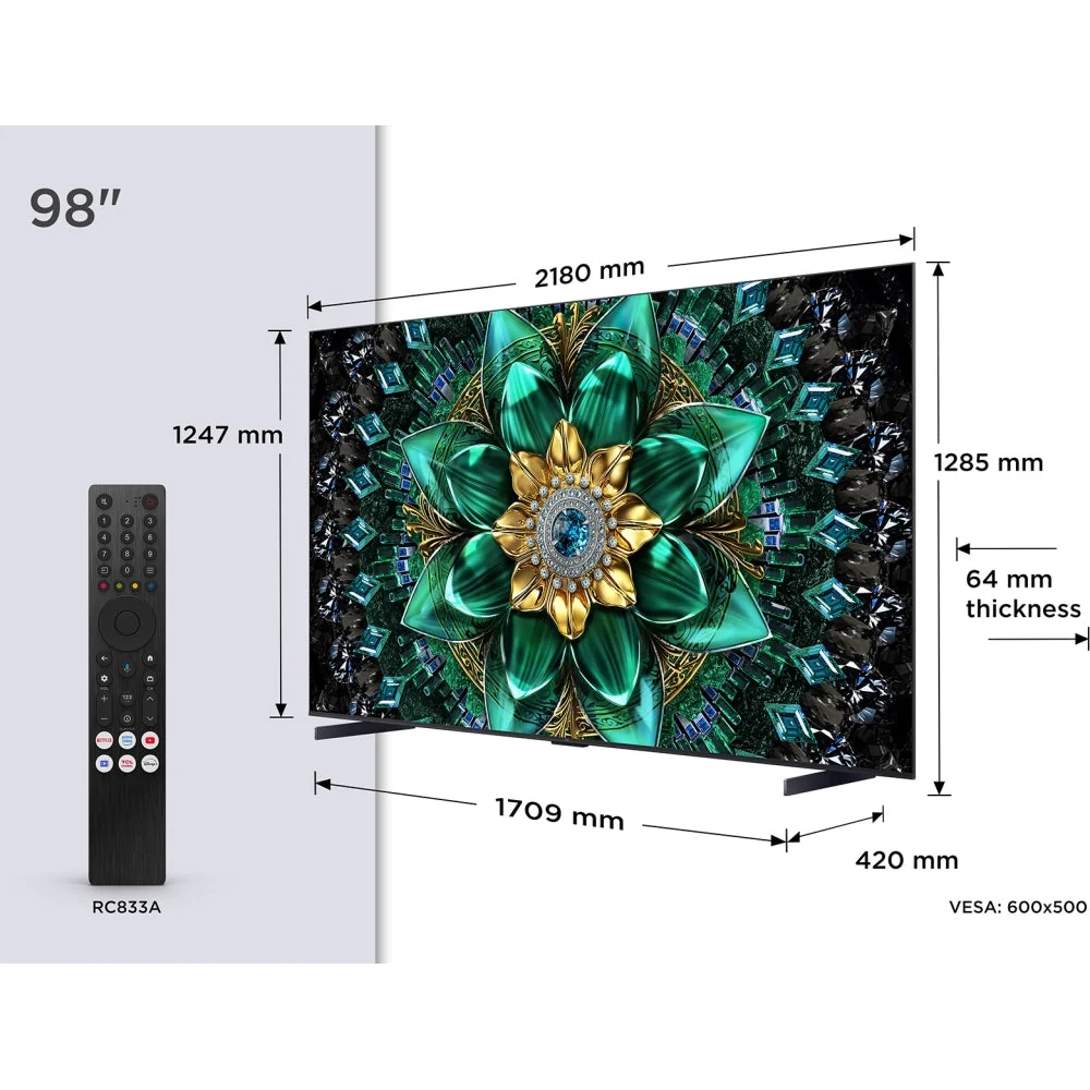 TCL 98Q6C-UK 98 Inch Q6C 4K Ultra HD HDR QD-Mini LED Smart Google TV - Image 2