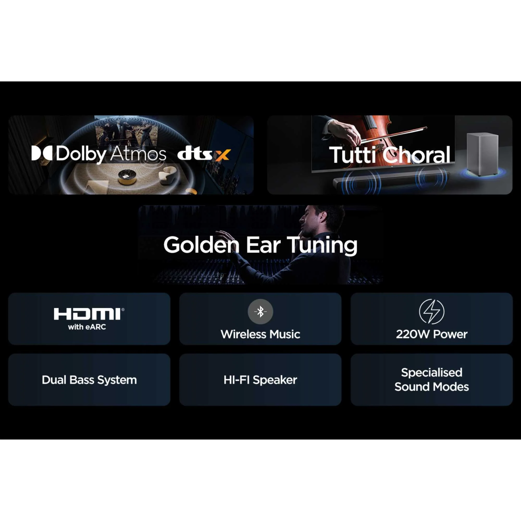 TCL S55H S Class 2.1ch Dolby Atmos Soundbar with Wireless Subwoofer - Image 5