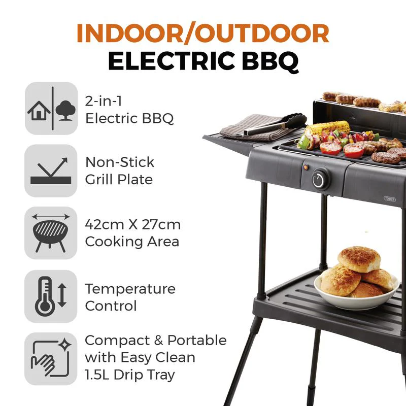 Tower T14049BMR Standing Electric BBQ Grill Black - Image 2