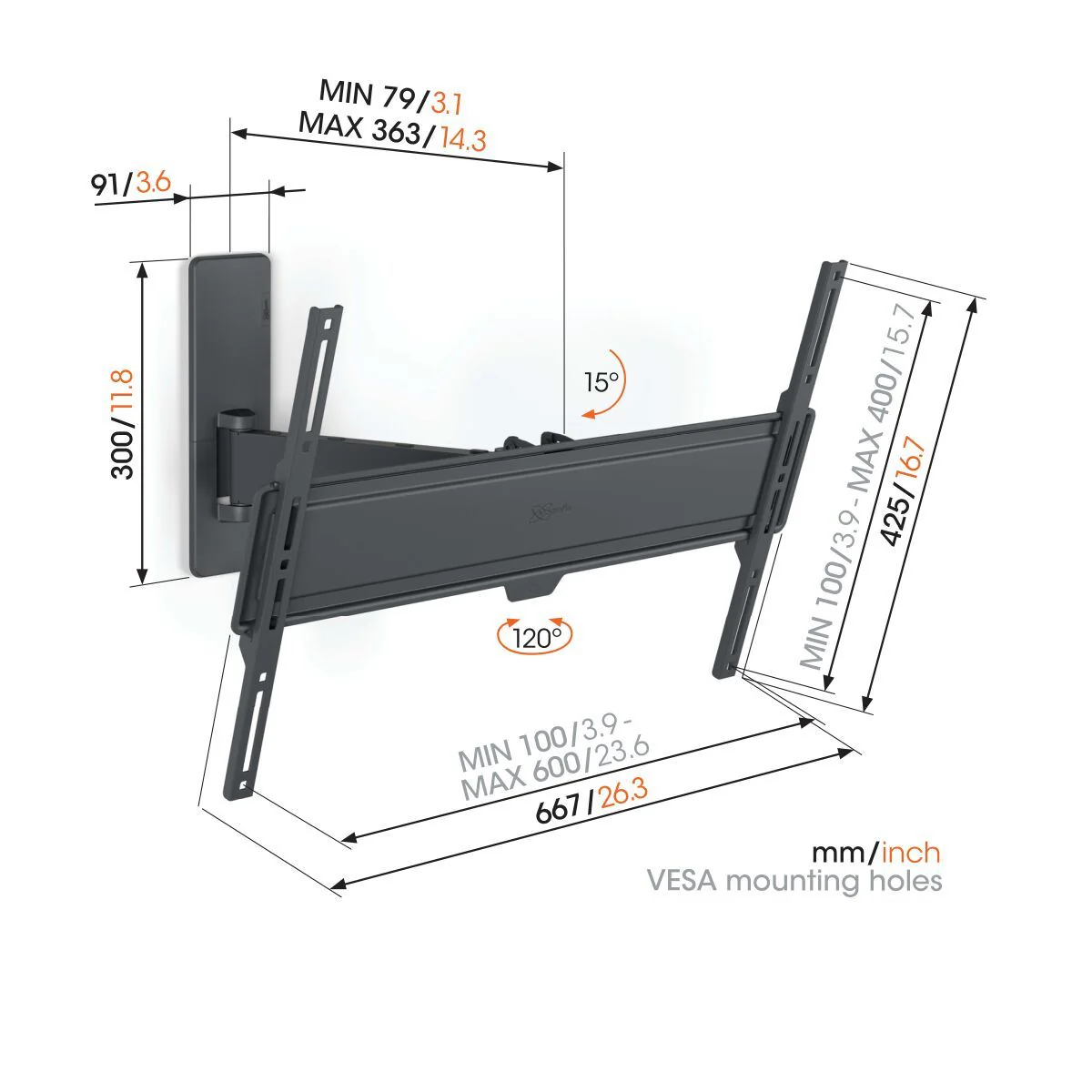 Vogels Quick TVM 1625 Full-Motion TV Wall Mount for TVs from 40 to 77 inches - Image 2